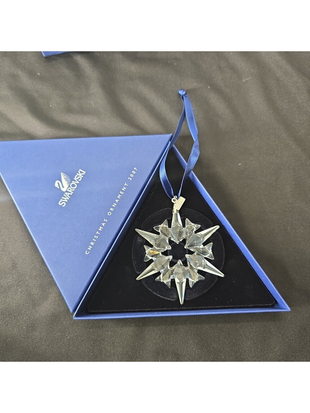 2007 Swarovski Crystal 3" Annual Christmas Ornament Ribbon Original Packaging